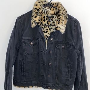 Furry Cheetah Jean Jacket
